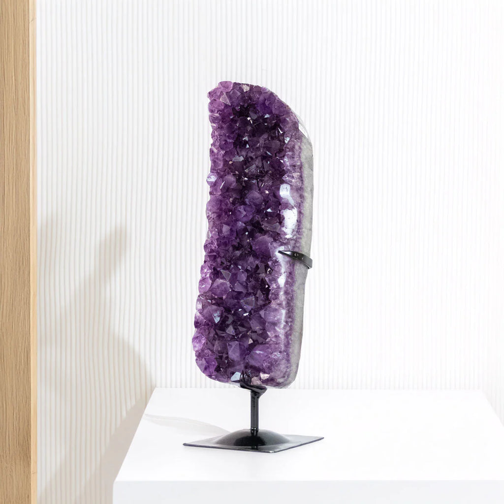 Extra Amethyst Druze Polished Edge on Black Metal Base 9.100 kg