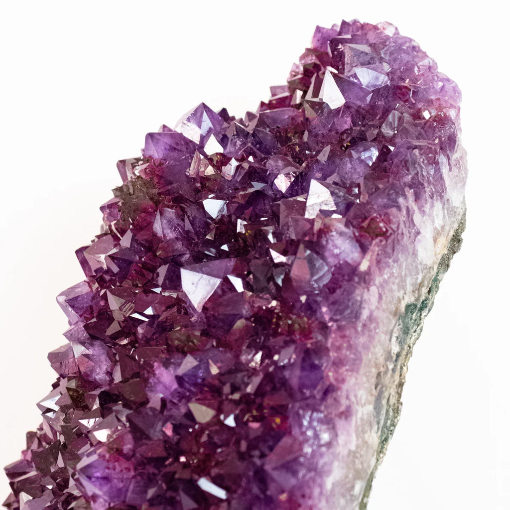 Large Extra Amethyst Druze with Golden Rutile Inclusion on Black Metal Base 19.300 kg