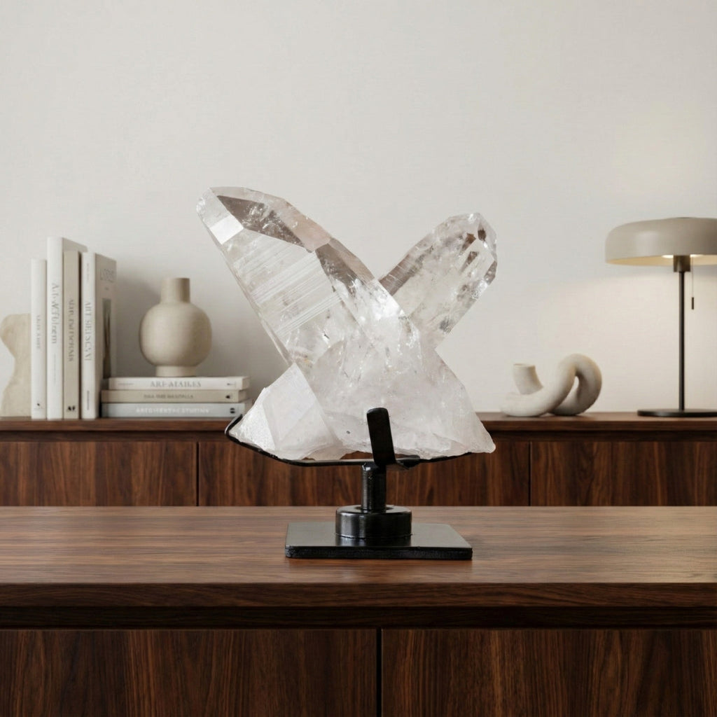 Extra Crystallized Lemurian Quartz Crystal Druzy on Swivel Black Metal Base 2.872 kg