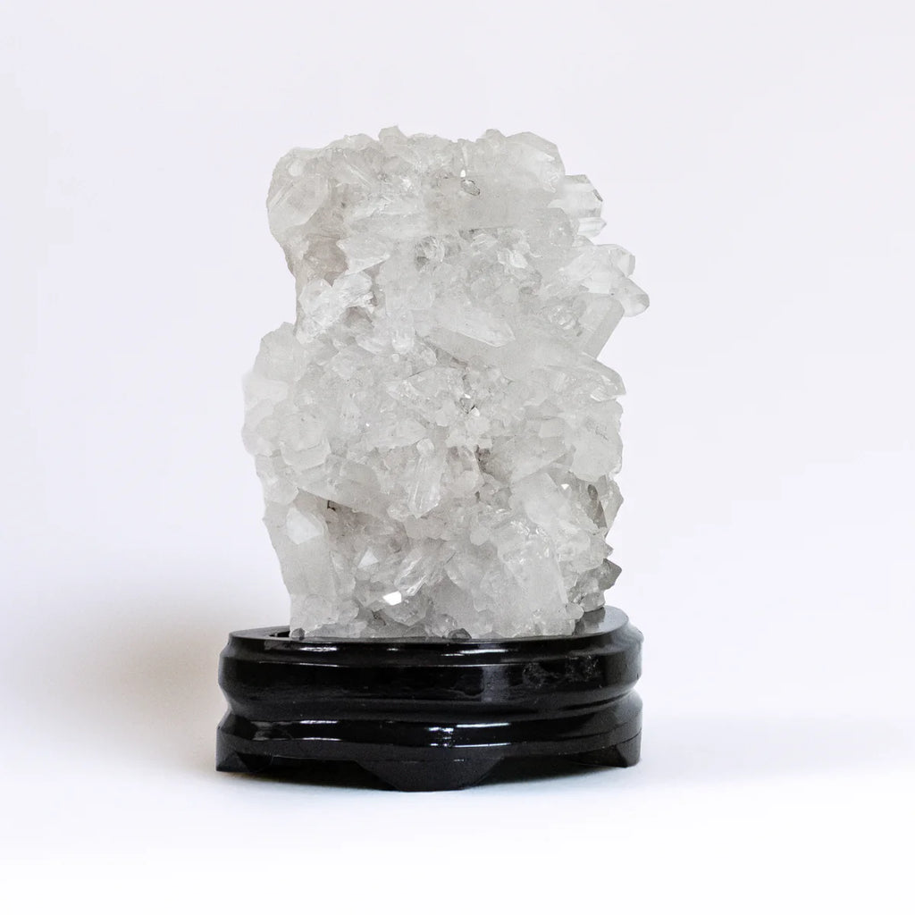 Quartz Crystal Druze on Wood Base 3.350 kg