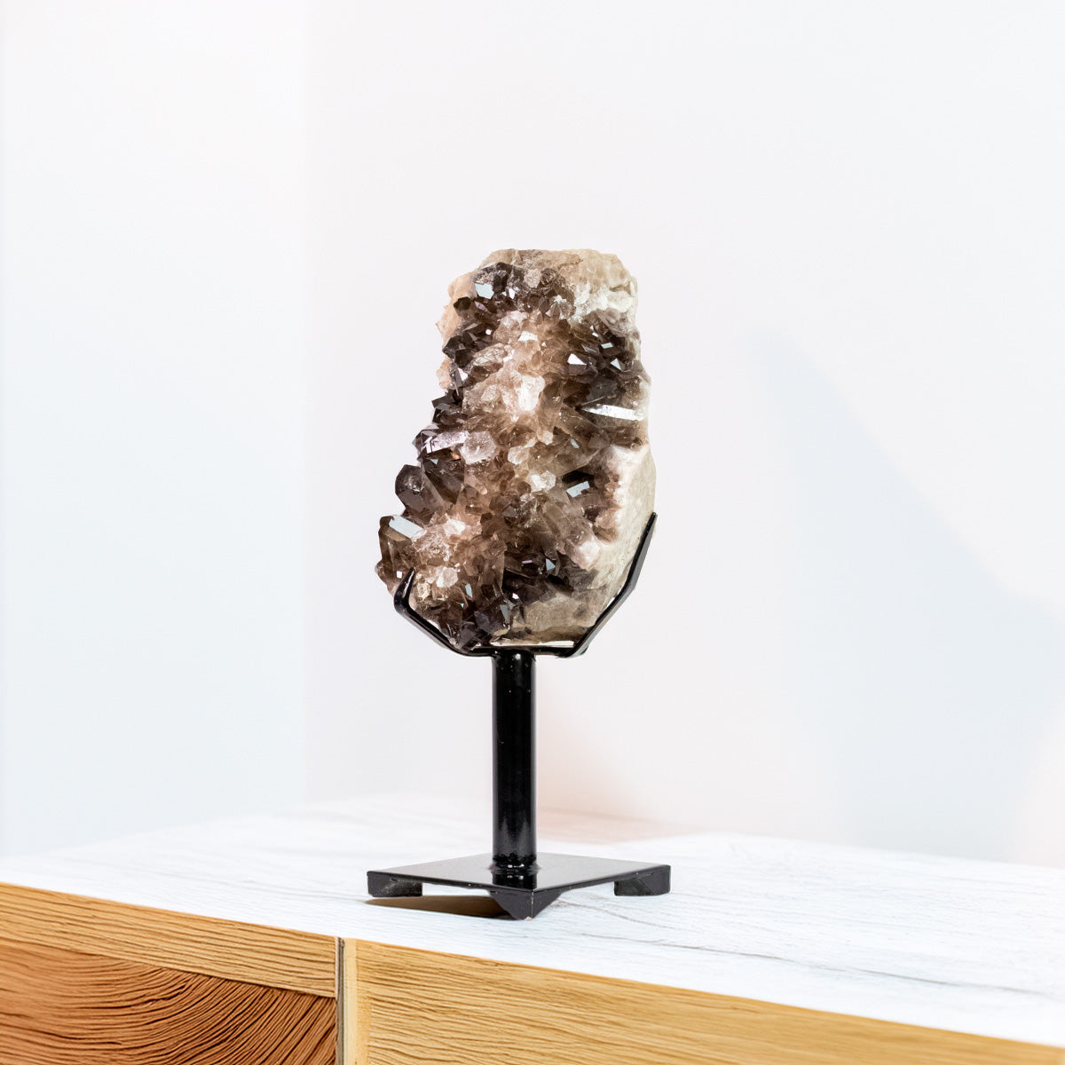 Large Smoky Quartz Druzy on Black Metal Base 12.300 kg