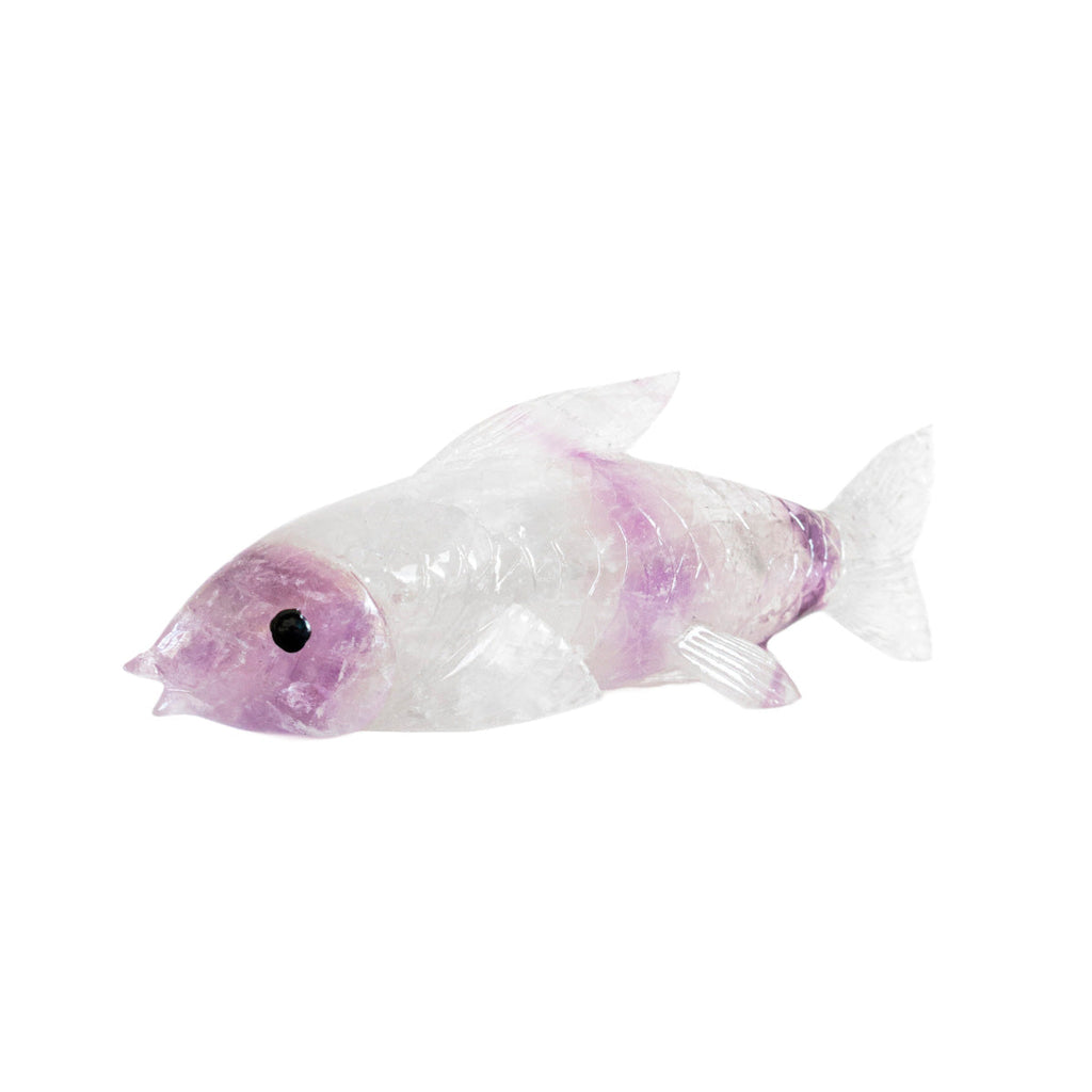 Fish (Carp) Sculpture carved in Amethyst stone 485 grams