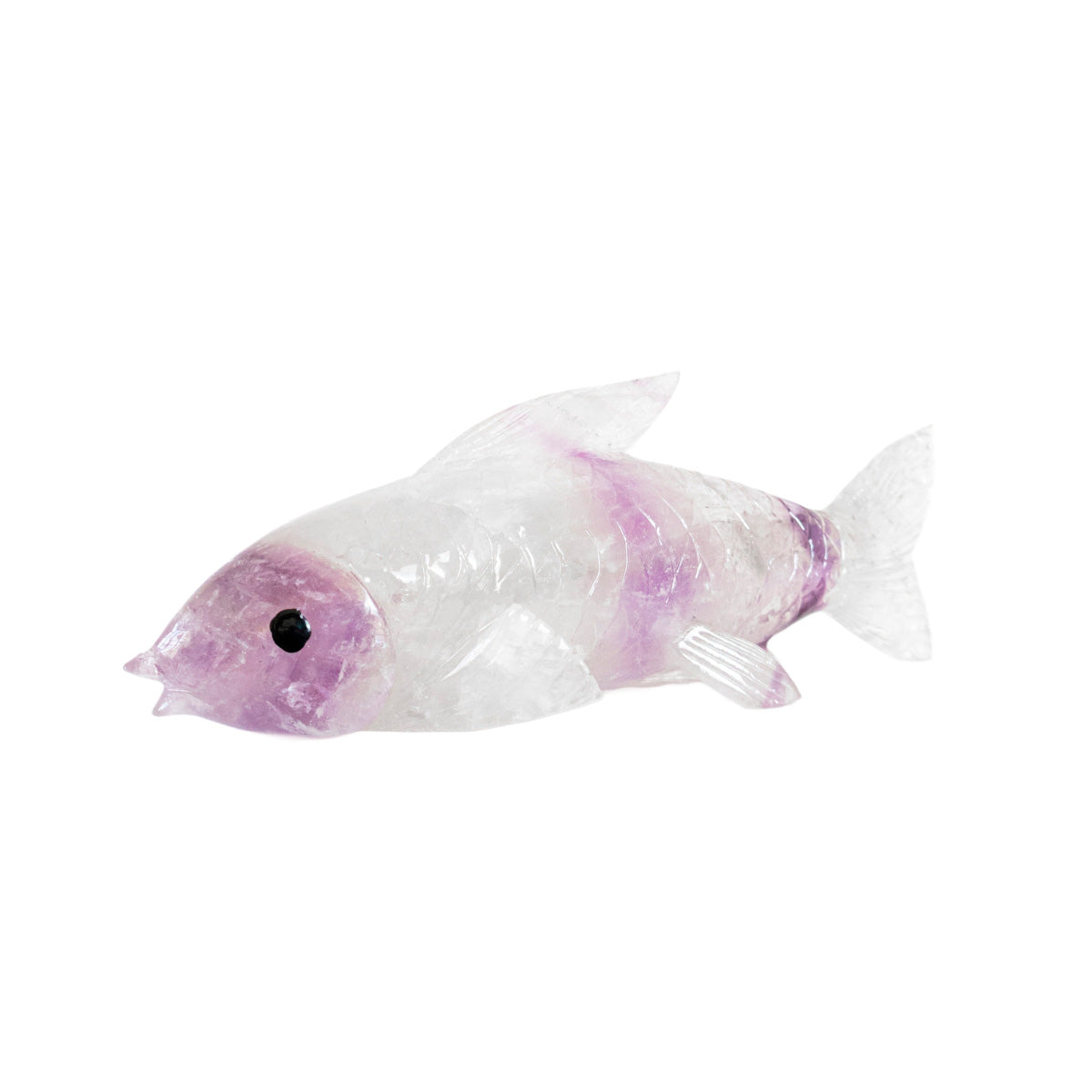 Fish (Carp) Sculpture carved in Amethyst stone 485 grams