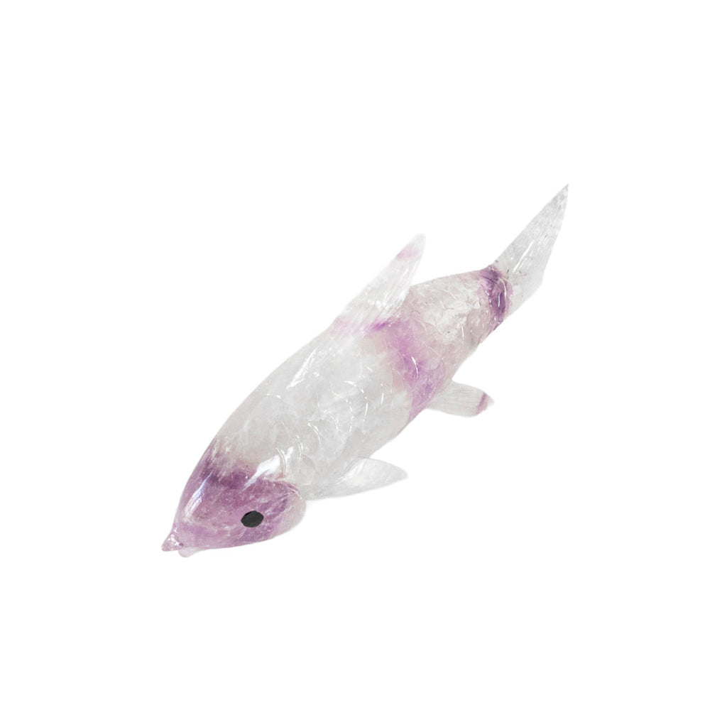 Fish (Carp) Sculpture carved in Amethyst stone 485 grams