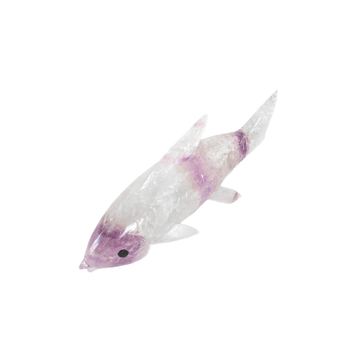 Fish (Carp) Sculpture carved in Amethyst stone 485 grams