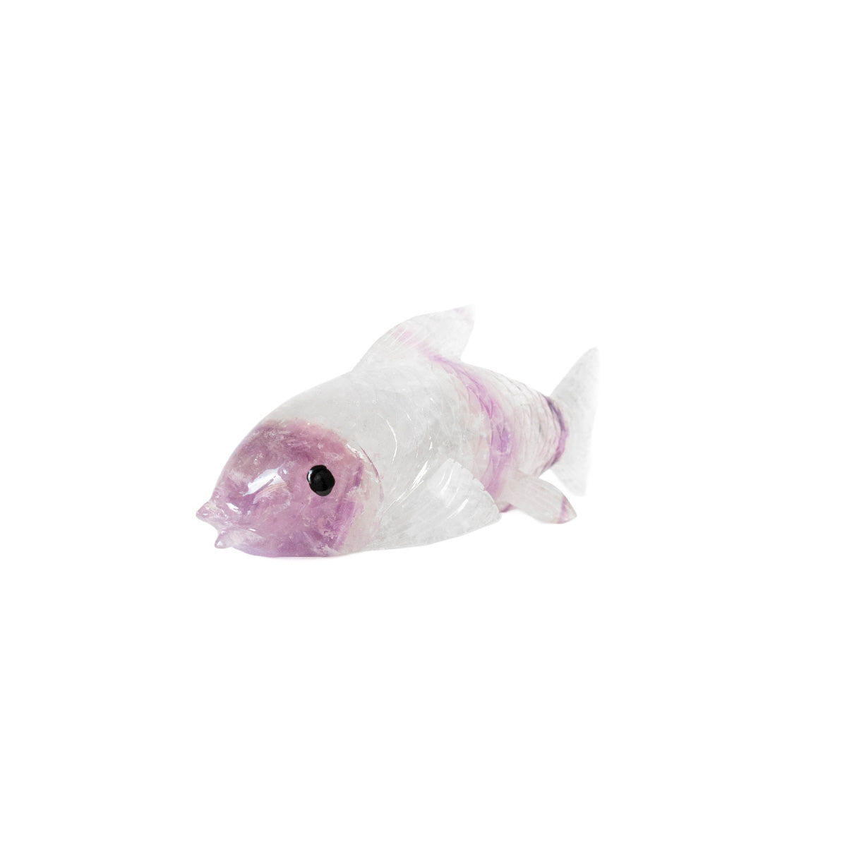 Fish (Carp) Sculpture carved in Amethyst stone 485 grams