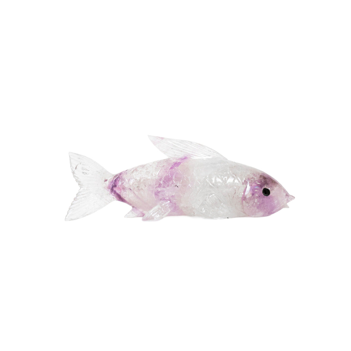 Fish (Carp) Sculpture carved in Amethyst stone 485 grams