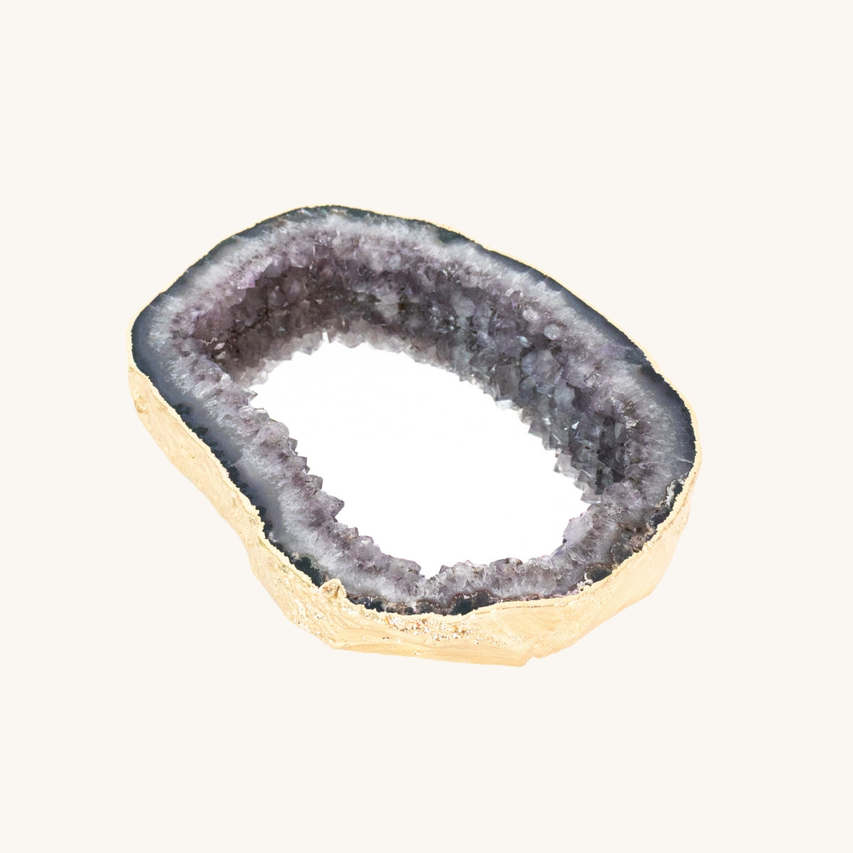 Amethyst Druzy Mirror 24k Gold Plated Edge