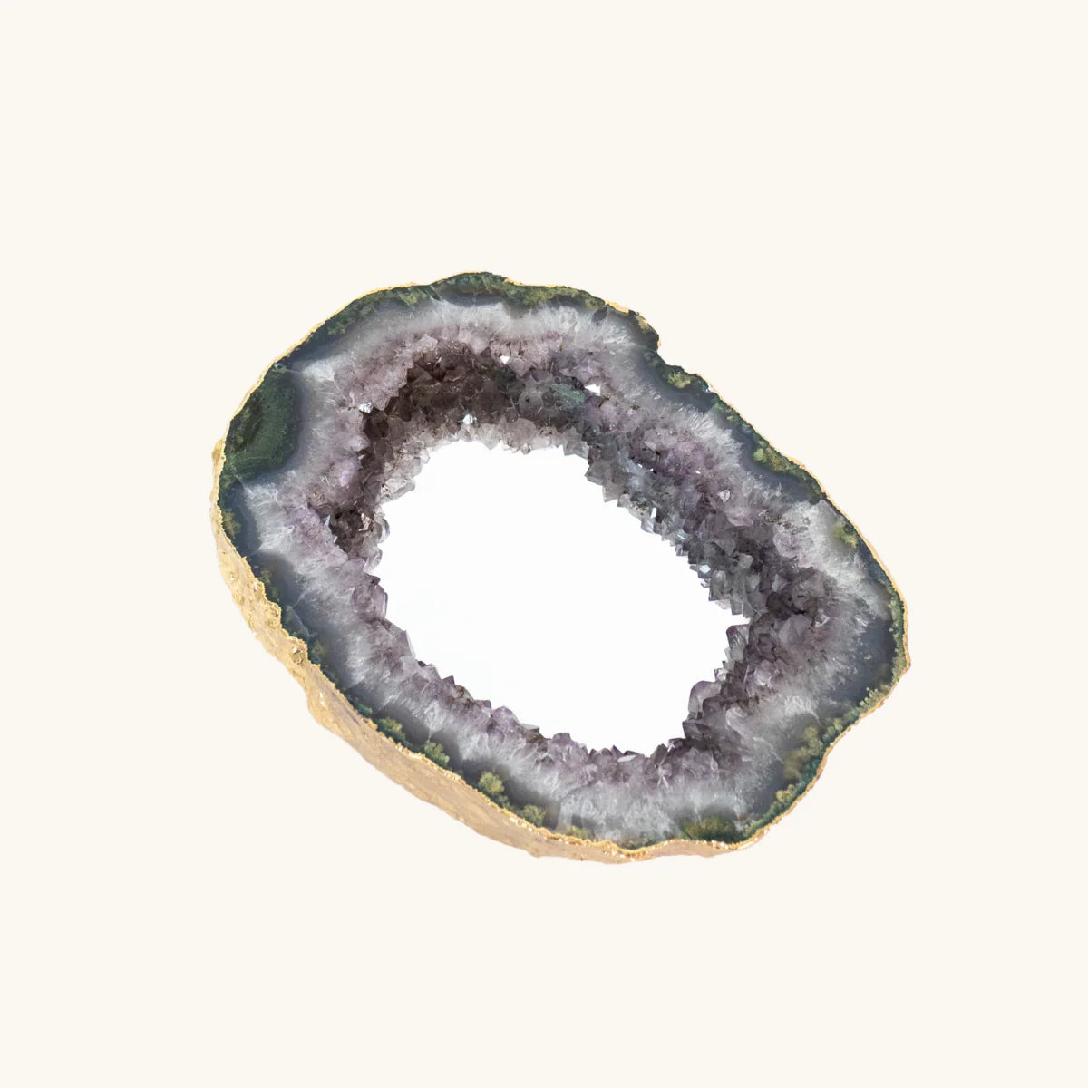 Amethyst Druze Mirror 24k Gold Plated Edge