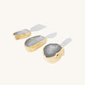 Natural Crystallized Agate Cheese Knife Set Gold Plated