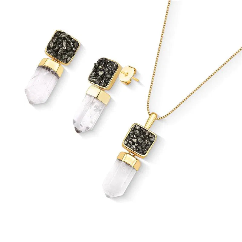 Pyrite Fragment Earrings Gold Plated