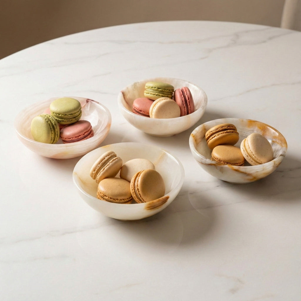 Set of 4 Natural Pakistani Onyx Bowls