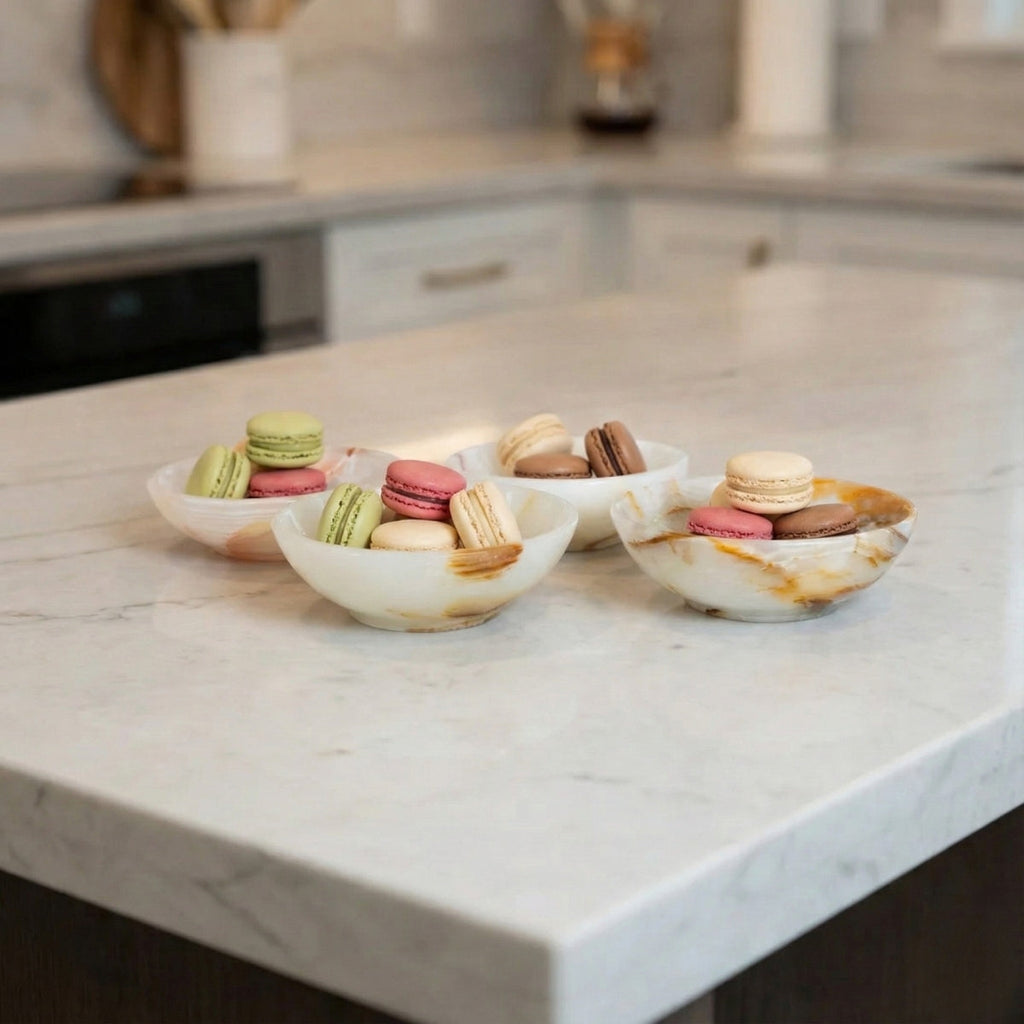 Set of 4 Natural Pakistani Onyx Bowls