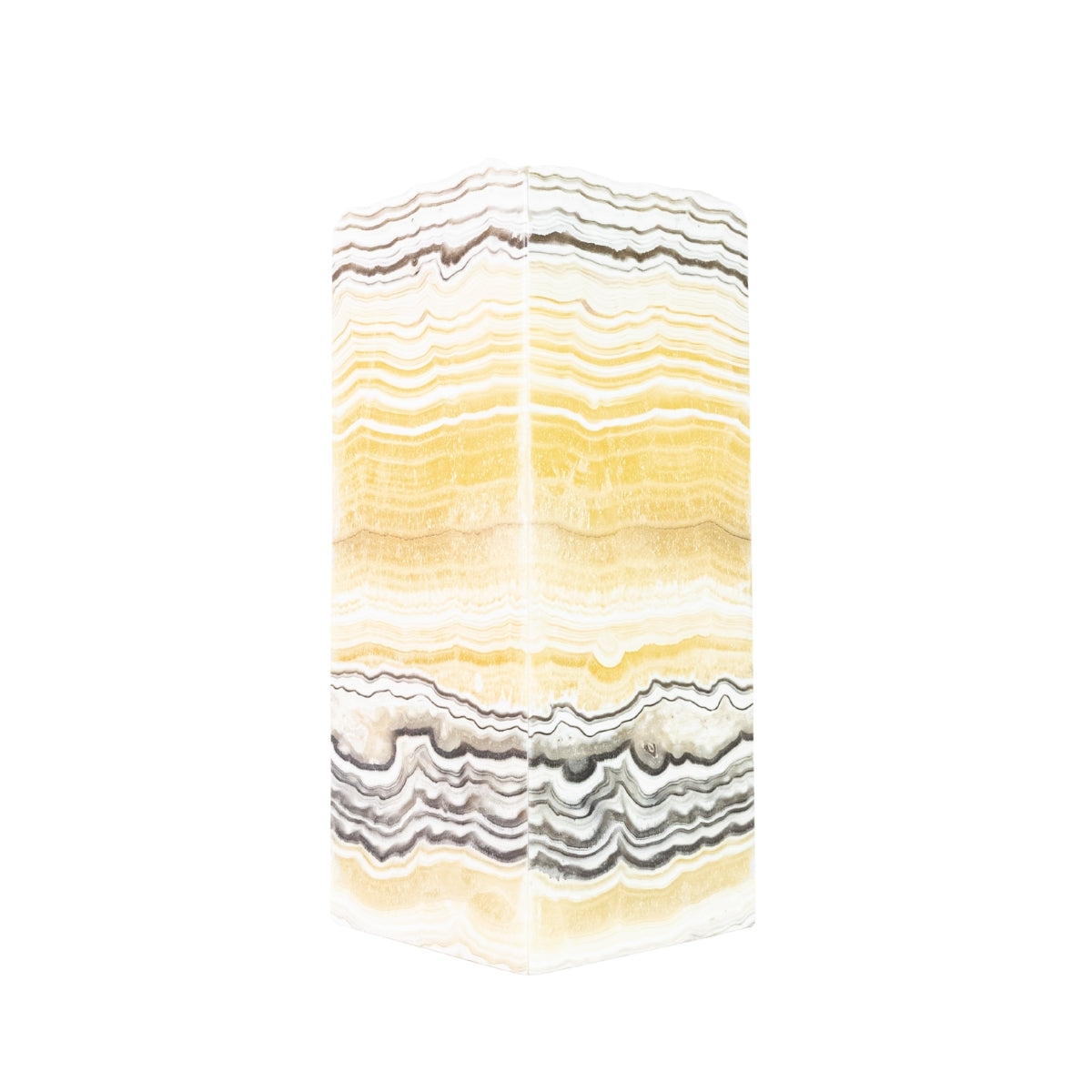 Polished Rectangular Multicolor Zebra Onyx Lamp