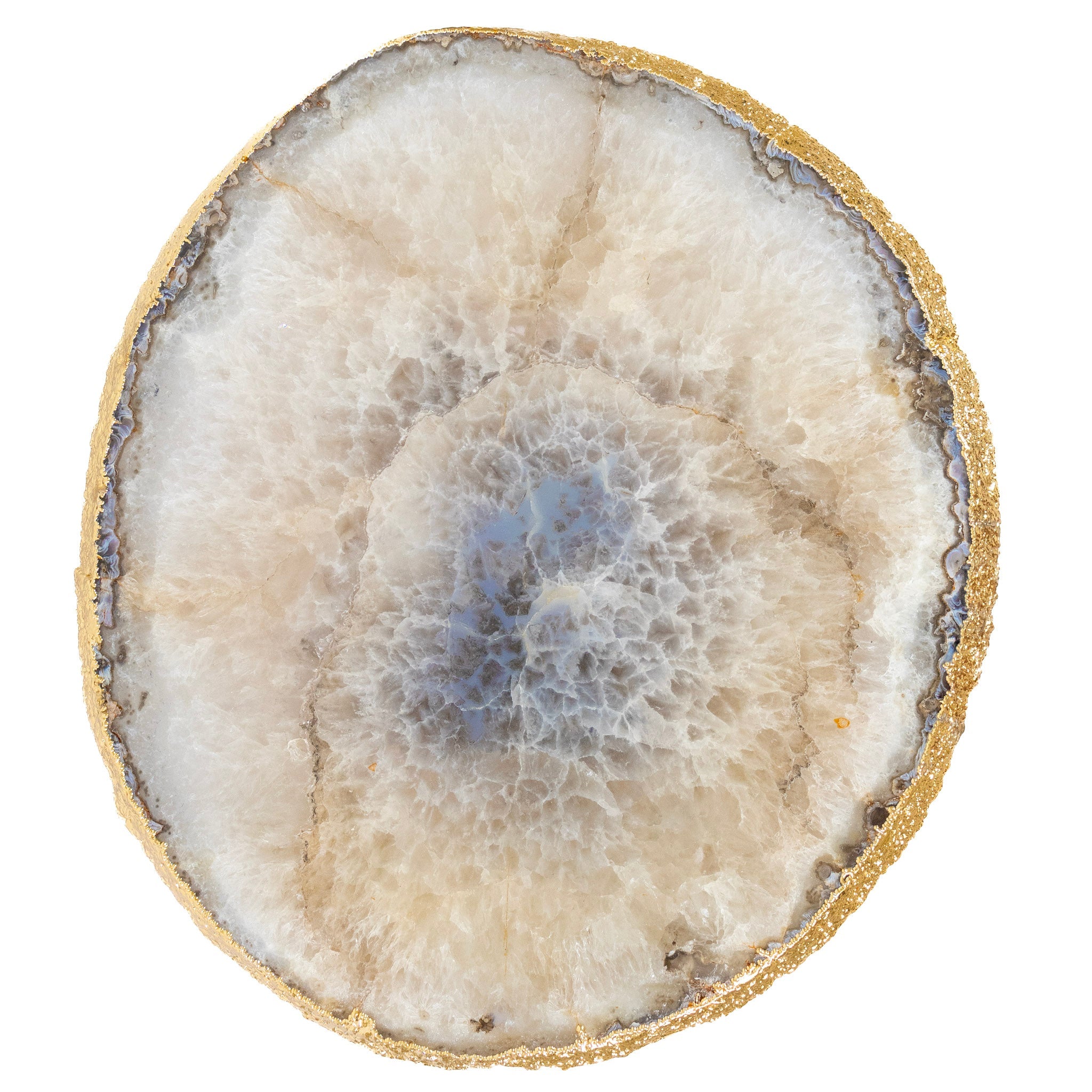 Crystallized Agate Slice Gold Table 24k Gold Plated Edge