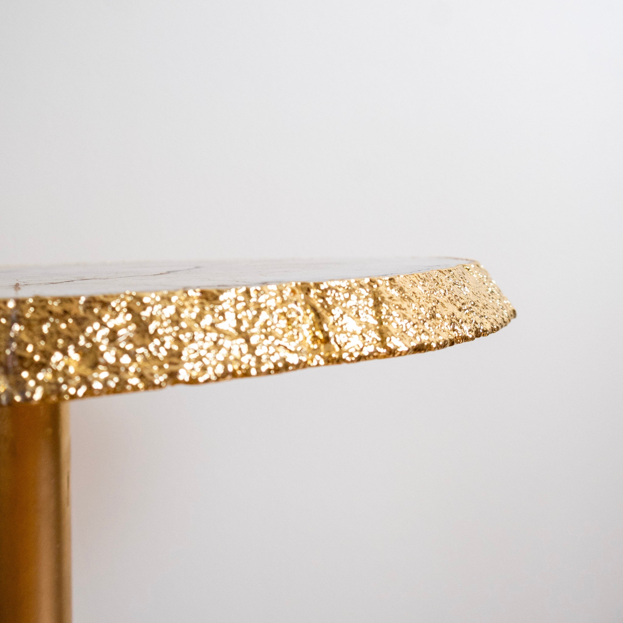 Crystallized Agate Slice Gold Table 24k Gold Plated Edge