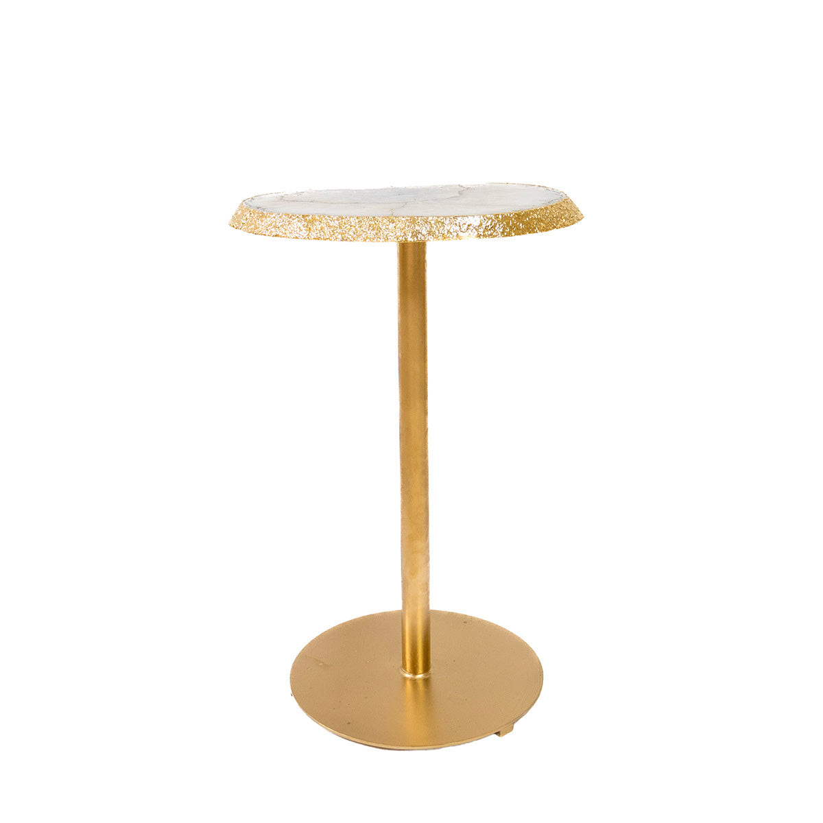 Crystallized Agate Slice Gold Table 24k Gold Plated Edge