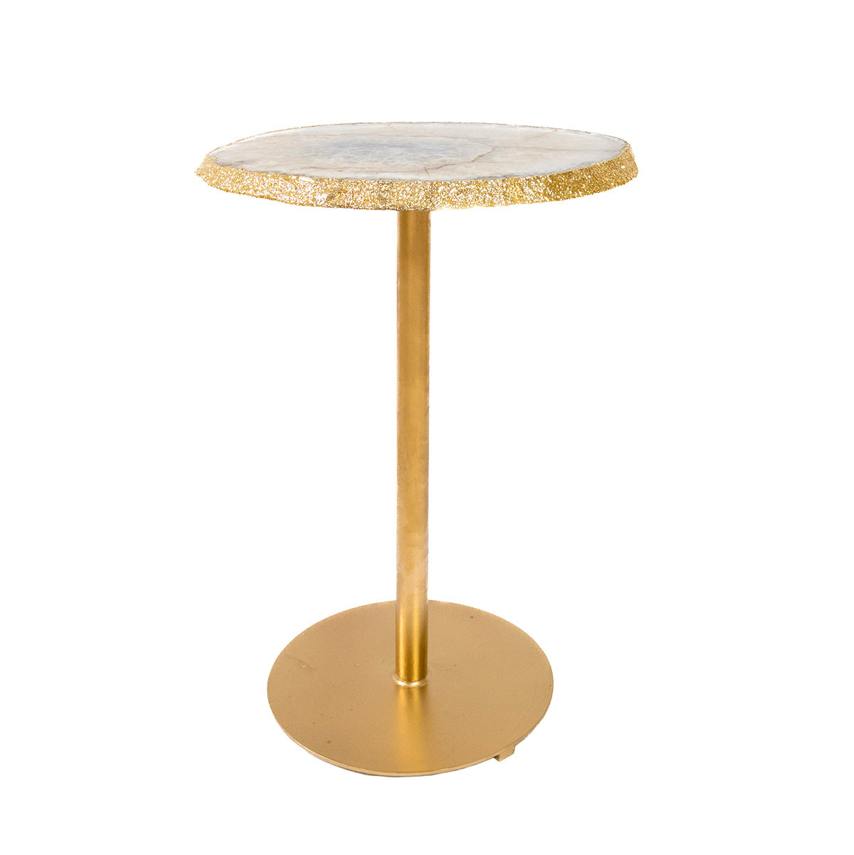 Crystallized Agate Slice Gold Table 24k Gold Plated Edge