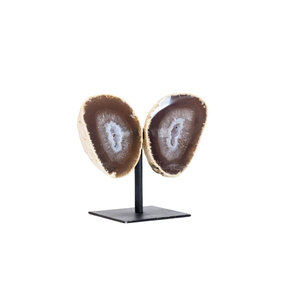 Mini Natural Crystallized Caramel Agate Butterfly on Metal Base 387 grams