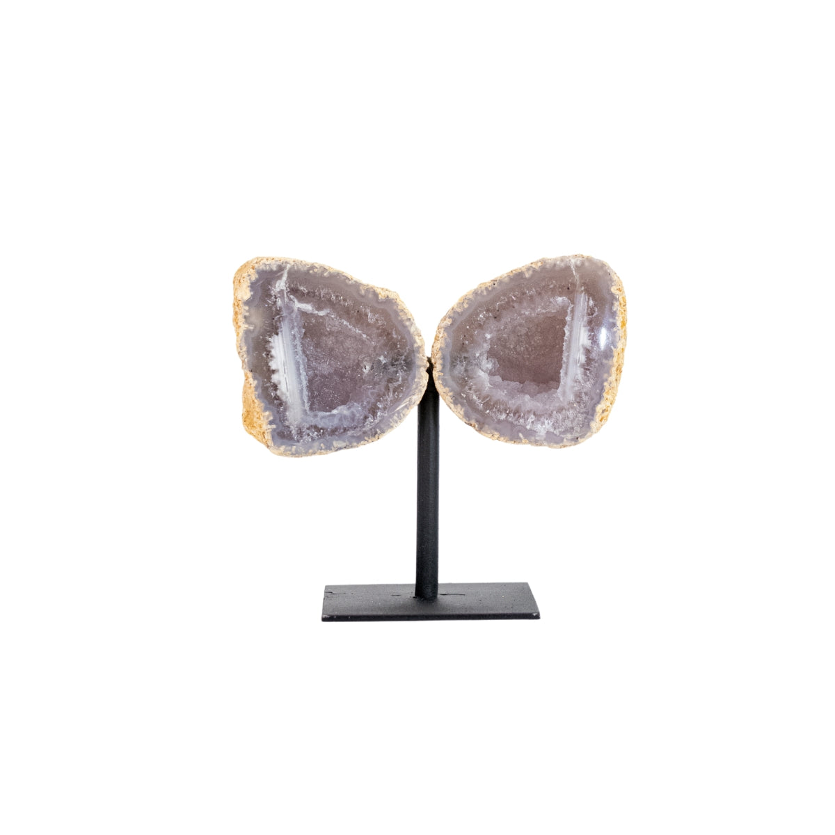 Mini Natural Crystallized Grey Agate Butterfly on Metal Base 274 grams