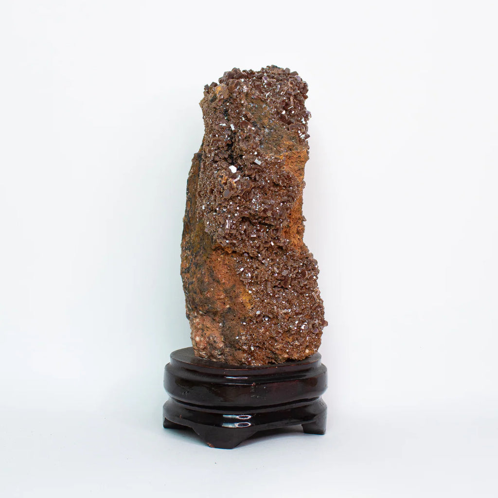 Vanadinite Stone on Wood Base (Collection) 1.747 kg