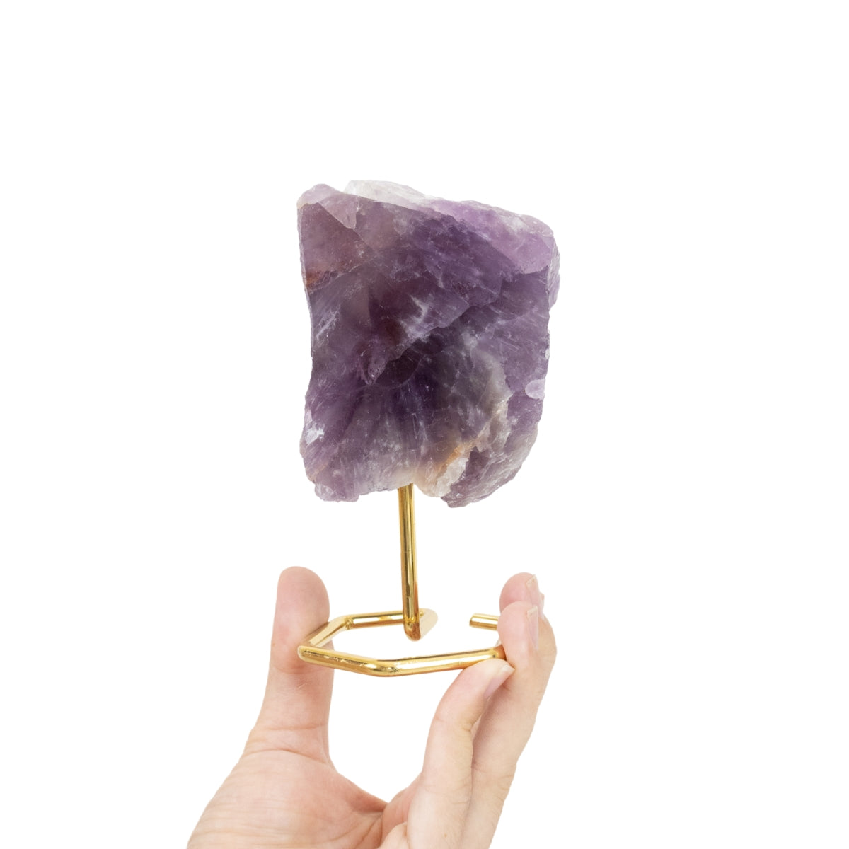 Polished Face Amethyst Stone on Gold Plated Metal Base 620 grams