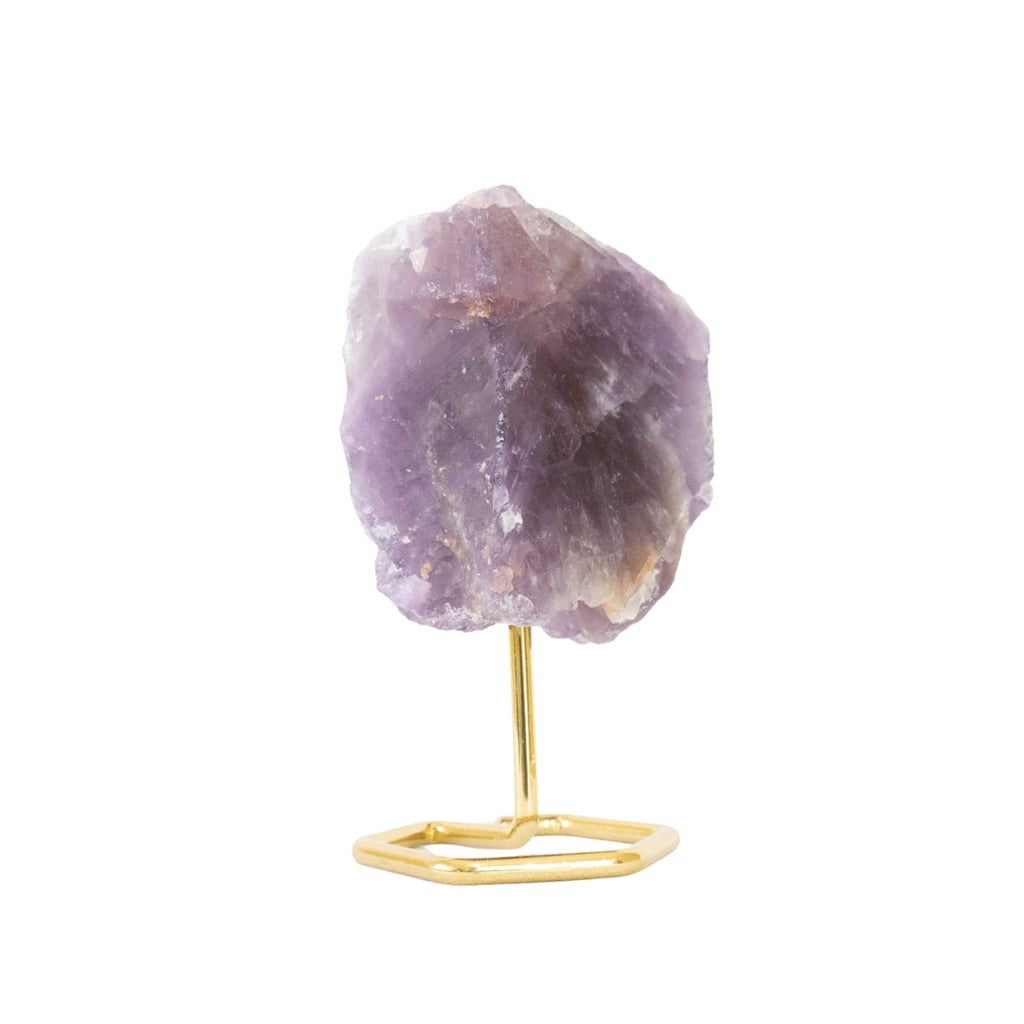 Polished Face Amethyst Stone on Gold Plated Metal Base 620 grams