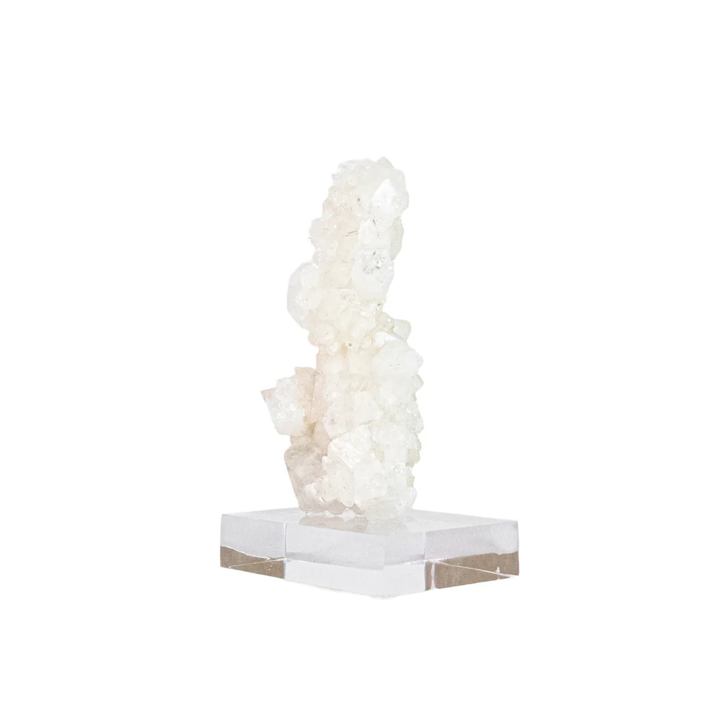 White Apophyllite Stone on Acrylic Base (Collection) 420 grams
