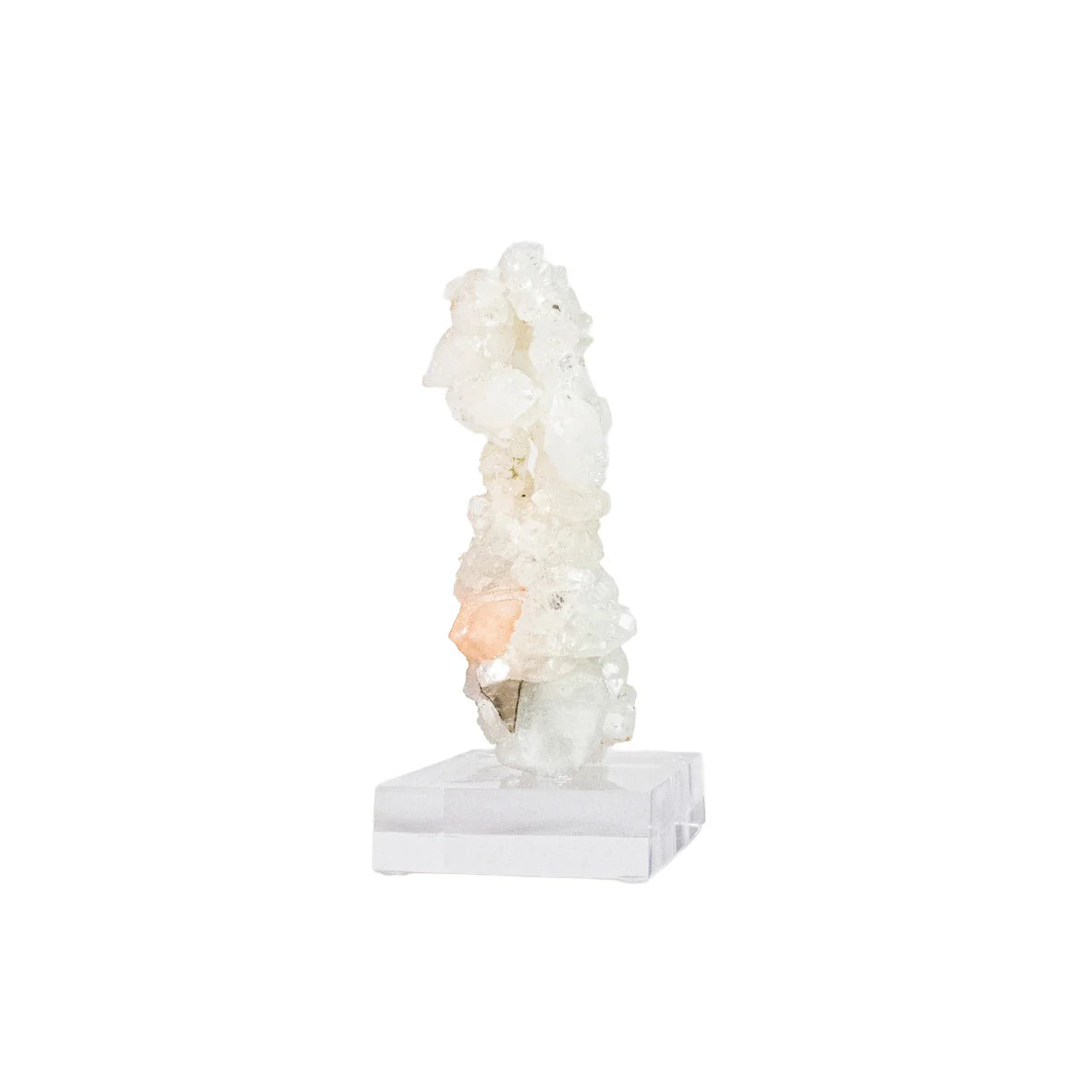 White Apophyllite Stone on Acrylic Base (Collection) 420 grams