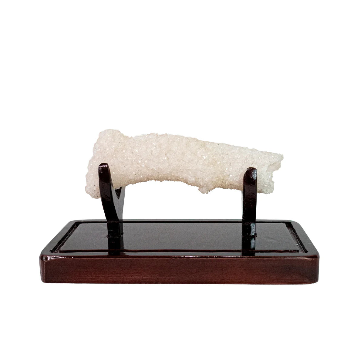 Extra Crystallized Fluorescent Aragonite Stone - Exclusive Formation in Acrylic Dome Wood Base - 748 grams