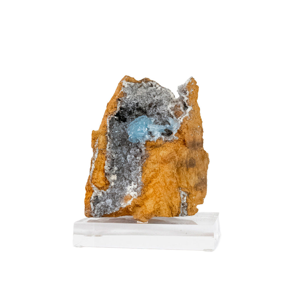 Crystallized Blue Barite Stone in Matrix Acrylic Base (Collection) Rare 990 grams