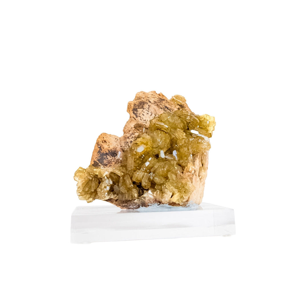 Golden (Yellow) Barite Stone in Matrix Acrylic Base 1.390 kg