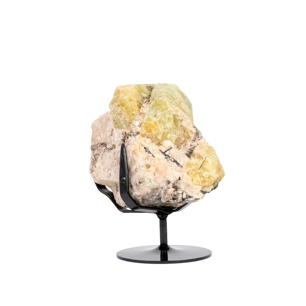 Raw Heliodor Beryl Stone in Matrix - Black Metal Base 2.785 kg