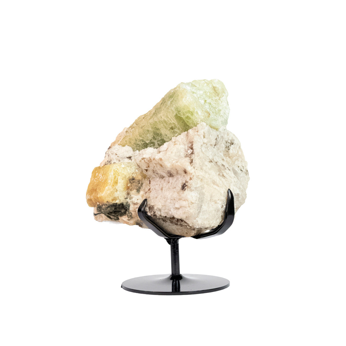 Raw Heliodor Beryl Stone in Matrix - Black Metal Base 2.785 kg