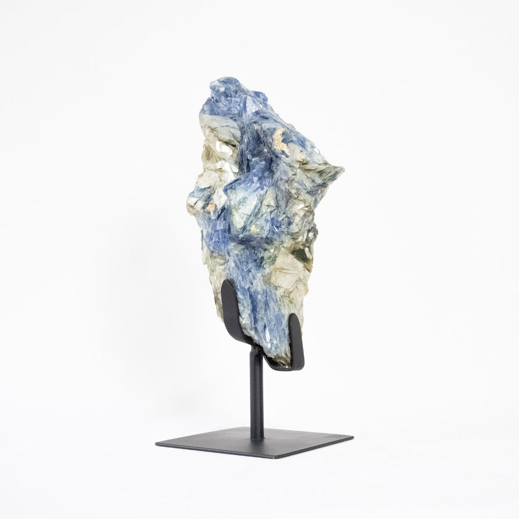 Blue Kyanite Stone with Mica Inclusion on Matte Black Metal Base 3.694 kg