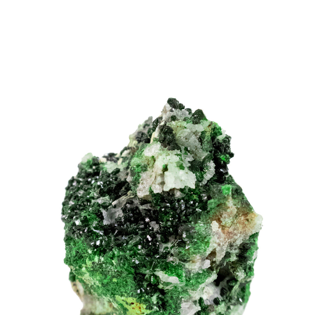 Crystallized Epidote Stone with Chalcedony and Feldspar Inclusion on Acrylic Base (Collection) 694 grams