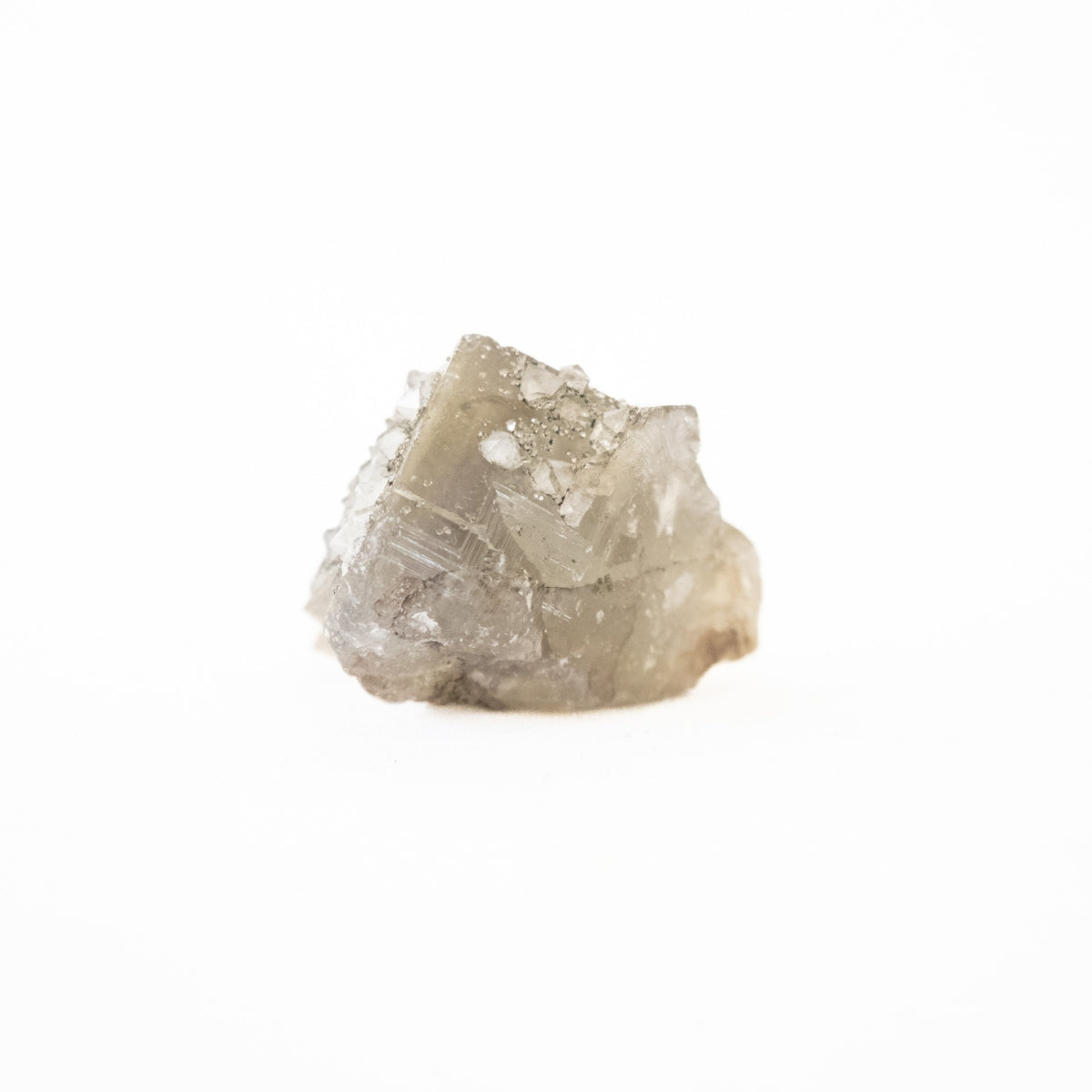 Raw Gray Fluorite Stone with Herkimer Quartz Inclusion (Collection) 68 grams