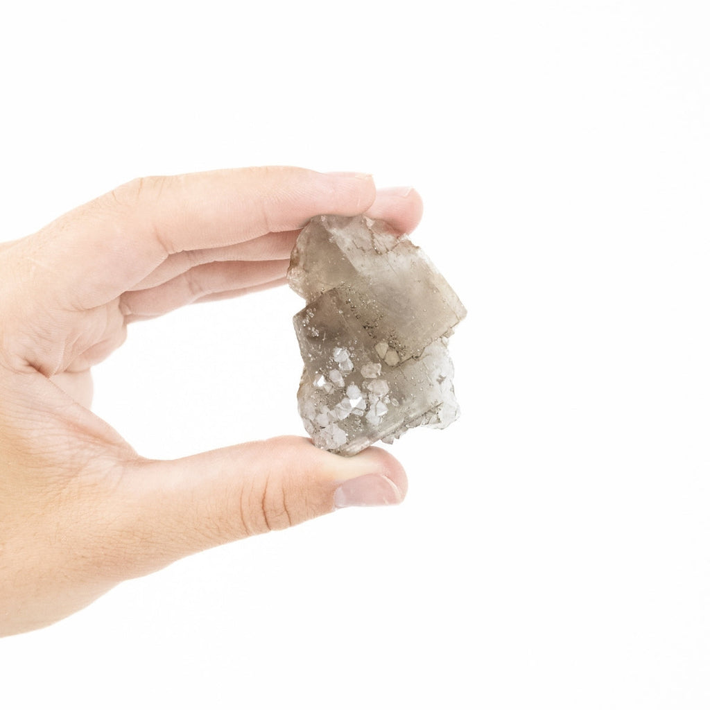 Raw Gray Fluorite Stone with Herkimer Quartz Inclusion (Collection) 68 grams