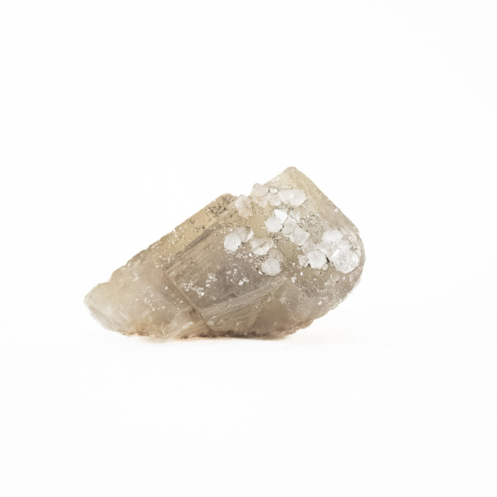 Raw Gray Fluorite Stone with Herkimer Quartz Inclusion (Collection) 68 grams