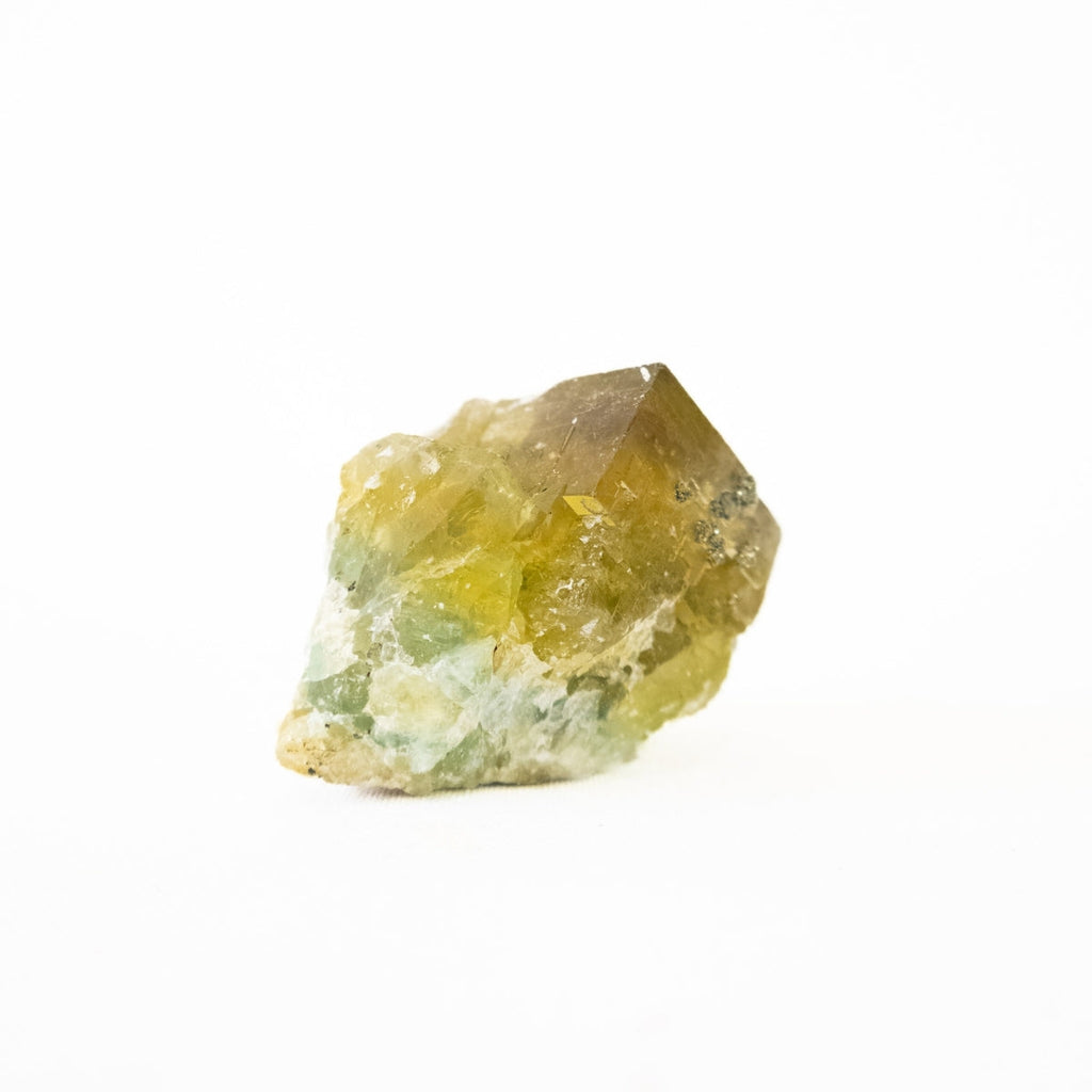 Green Fluorite Stone with Crystallized Pyrite Inclusion (Collection) 82 grams