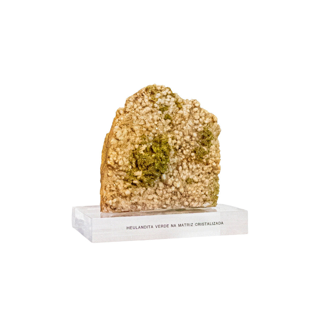 Crystallized Green Heulandite Stone in Matrix on Acrylic Base - Rare Formation (Collection) 1.016 kg