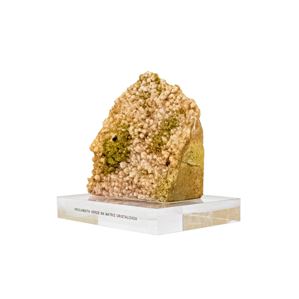 Crystallized Green Heulandite Stone in Matrix on Acrylic Base - Rare Formation (Collection) 1.016 kg