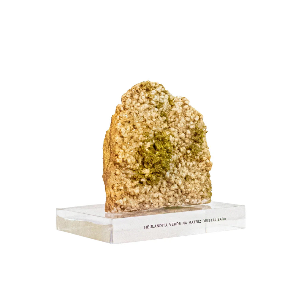 Crystallized Green Heulandite Stone in Matrix on Acrylic Base - Rare Formation (Collection) 1.016 kg