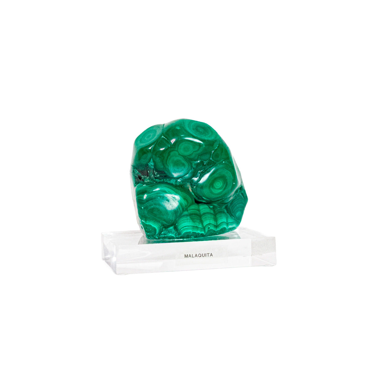 Extra Polished Botryoidal Malachite Stone (Collection) on Acrylic Base 1.105 Kg