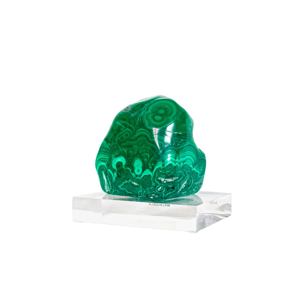 Extra Polished Botryoidal Malachite Stone (Collection) on Acrylic Base 1.105 Kg