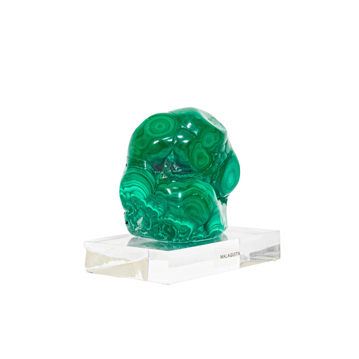 Extra Polished Botryoidal Malachite Stone (Collection) on Acrylic Base 1.105 Kg