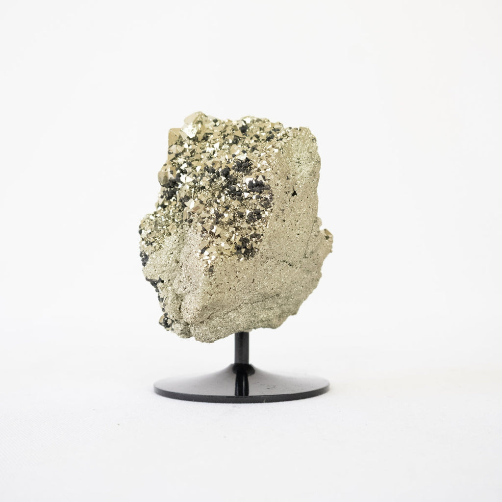 Extra Peruvian Octahedral Pyrite Stone on Black Metal Base 1.078 kg