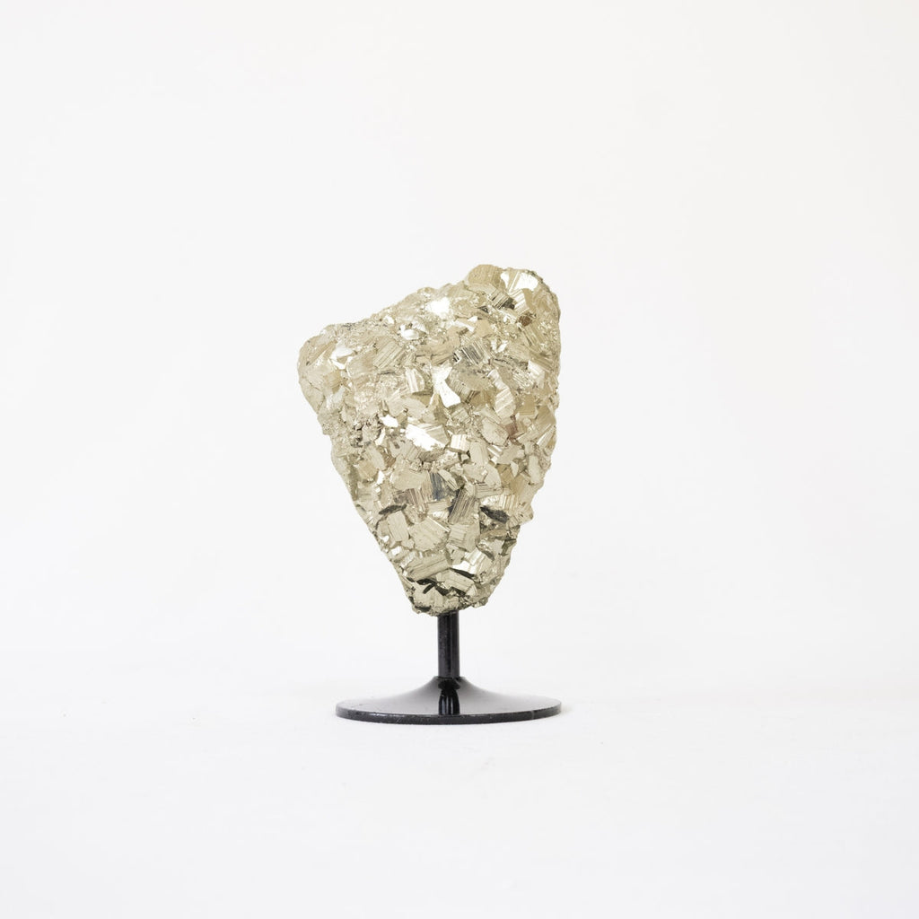 Extra Navajun Spain Pyrite Stone on Black Metal Base 2.494 kg