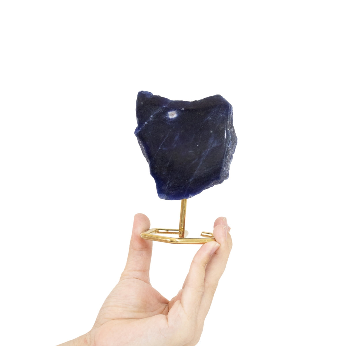 Raw Sodalite Stone on Gold Plated Metal Base 539 grams