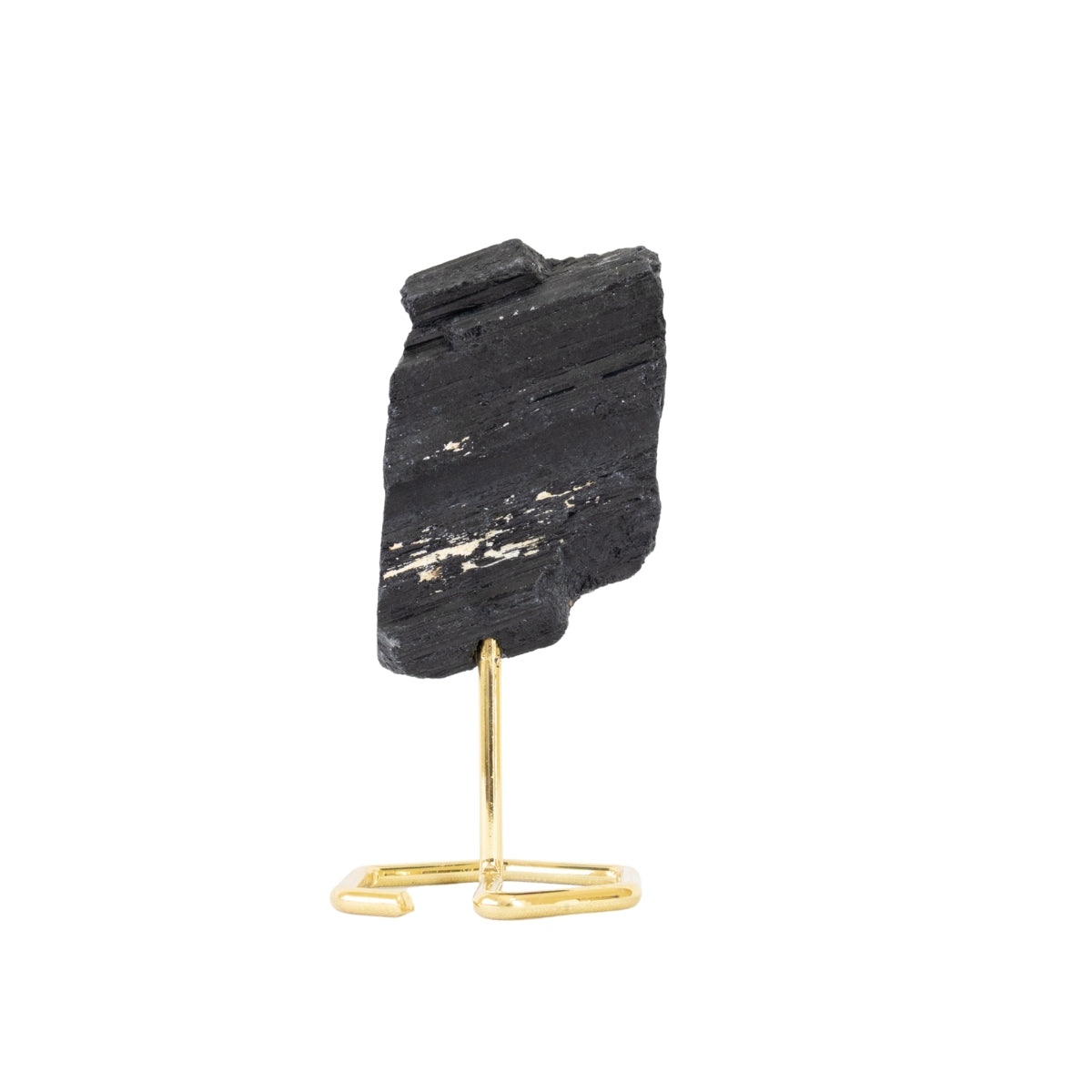 Raw Black Tourmaline Stone on Gold Plated Metal Base 480 grams